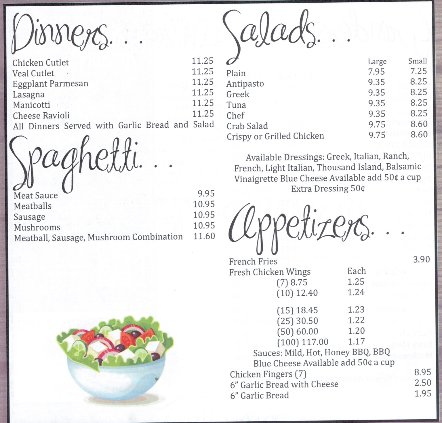 Menu Holiday Pizza